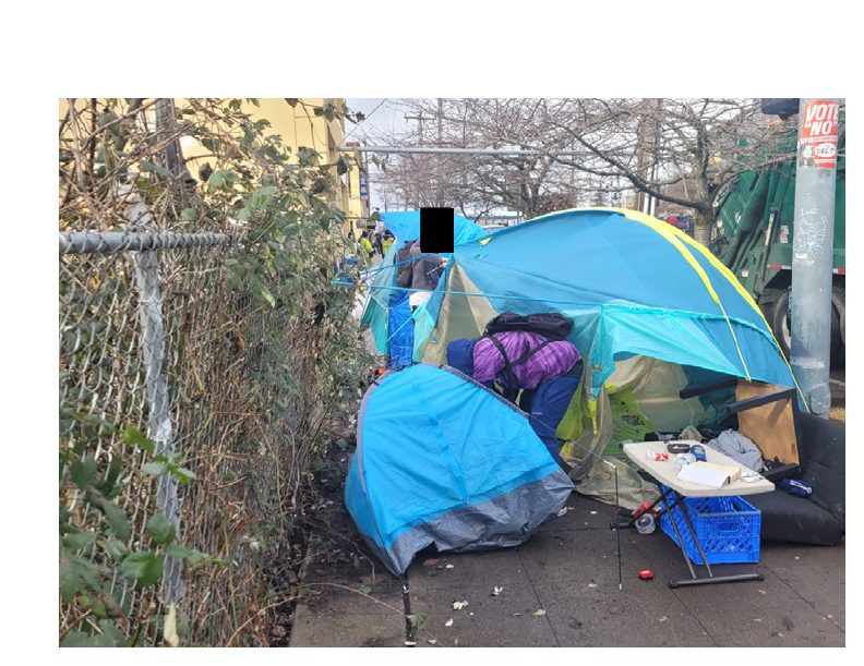 City of Seattle homeless encampment cleanup at s jackson st & rainier ave s, 2022-01-31 (Judkins Park)