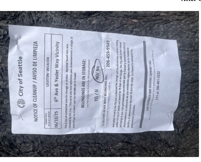 City of Seattle homeless encampment cleanup at Yesler Way to I 5 Southbound to 6th Ave, 2025-06-18 (Downtown Commercial Core)