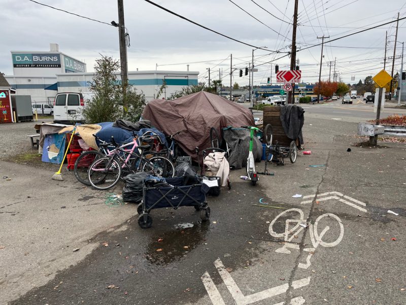 City of Seattle homeless encampment cleanup at 8th ave nw & nw bright st, 2025-11-21 (Ballard)